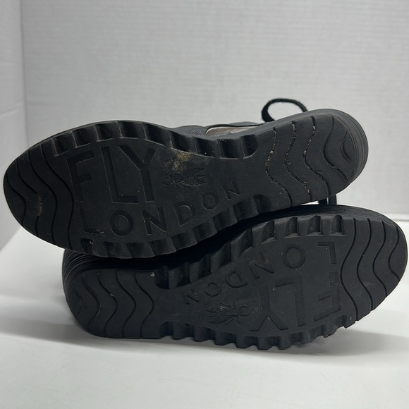 Fly London Yame Sandals Wedged Heeled  Platform Peep Toe Lace Up Black Size 8 - Picture 7 of 9